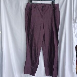 Ruby Rd Denim Jeans sz 12 NWT, Eggplant, Elastic Sides, 30" Inseam, 16" Flat Wst